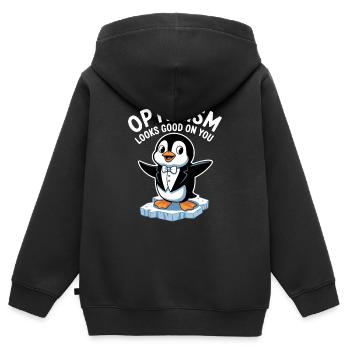 L’optimisme vous convient bien Pingouin - Sweat Premium à capuche zippé enfant bio - noir - Dos - AI Model Kid Male (0cm)