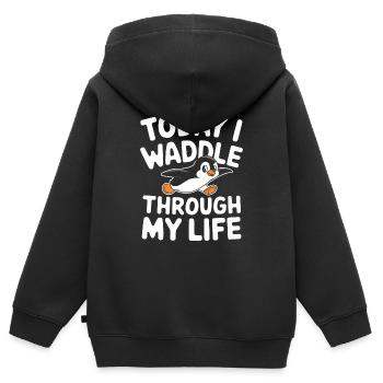 Aujourd’hui, je me dandine dans ma vie T-shirt - Sweat Premium à capuche zippé enfant bio - noir - Dos - AI Model Kid Male (0cm)