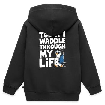 Aujourd’hui, je me dandine dans ma vie avec style - Sweat Premium à capuche zippé enfant bio - noir - Dos - AI Model Kid Male (0cm)