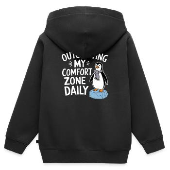 Meine Komfortzone Täglich Verlassen - Kinder Premium Organic Zip Hoodie - Schwarz - Hinten - AI Model Kid Male (0cm)