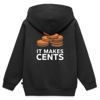 It Makes Cents Funny Coins Graphic - Kids Premium Organic Zip-up Hoodie - black - Back - AI Model Kid Male (0cm)