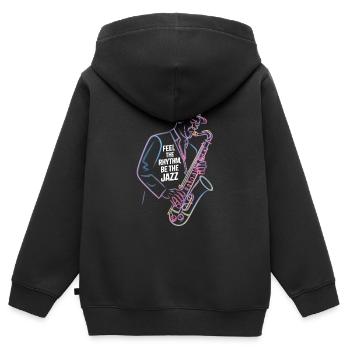 Fühle Den Rhythmus, Sei Der Jazz - Kinder Premium Organic Zip Hoodie - Schwarz - Hinten - AI Model Kid Male (0cm)