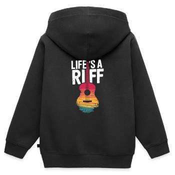 Gitarrespieler Lebensgefühl: Life's A Riff - Kinder Premium Organic Zip Hoodie - Schwarz - Hinten - AI Model Kid Male (0cm)