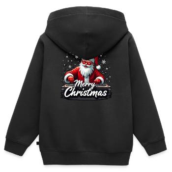 DJ Santa Claus Weihnachtsmann - Kinder Premium Organic Zip Hoodie - Schwarz - Hinten - AI Model Kid Male (0cm)