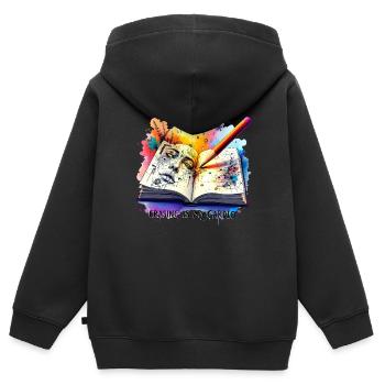 Croquis Dessin Griffonnage Effacer c’est mon Cardio - Sweat Premium à capuche zippé enfant bio - noir - Dos - AI Model Kid Male (0cm)