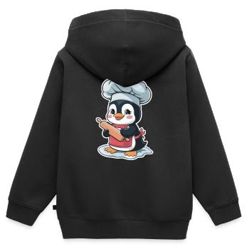 Cute penguin baker with rolling pin - Kids Premium Organic Zip-up Hoodie - black - Back - AI Model Kid Male (0cm)