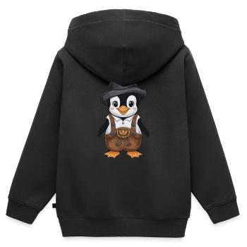 Niedlicher Pinguin in Lederhosen Bayer - Kinder Premium Organic Zip Hoodie - Schwarz - Hinten - AI Model Kid Male (0cm)