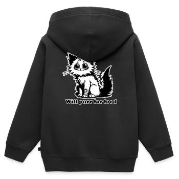Chat sans abri - Will ronronnera pour la conception de nourriture - Sweat Premium à capuche zippé enfant bio - noir - Dos - AI Model Kid Male (0cm)