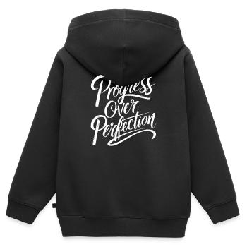 Le progrès avant la perfection Motivation - Sweat Premium à capuche zippé enfant bio - noir - Dos - AI Model Kid Male (0cm)