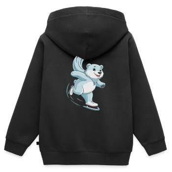 Eisbahn Eisbär Schlittschuhfahren - Kinder Premium Organic Zip Hoodie - Schwarz - Hinten - AI Model Kid Male (0cm)