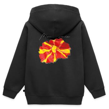 Drapeau de la Macédoine en Macédoine Carte FR - Sweat Premium à capuche zippé enfant bio - noir - Dos - AI Model Kid Male (0cm)