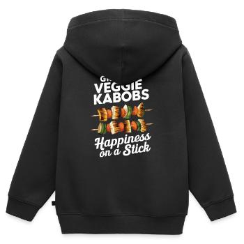 Gegrillte Veggie-Spieße Glück am Spieß - Kinder Premium Organic Zip Hoodie - Schwarz - Hinten - AI Model Kid Male (0cm)