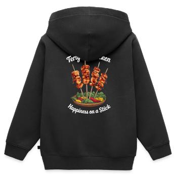 Teriyaki Chicken Glück am Spieß - Kinder Premium Organic Zip Hoodie - Schwarz - Hinten - AI Model Kid Male (0cm)