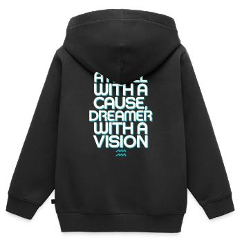 Wassermann Sternzeichen Rebell Mit Vision - Kinder Premium Organic Zip Hoodie - Schwarz - Hinten - AI Model Kid Male (0cm)