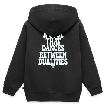 Gemini soul dancing between dualities - Kids Premium Organic Zip-up Hoodie - black - Back - AI Model Kid Male (0cm)
