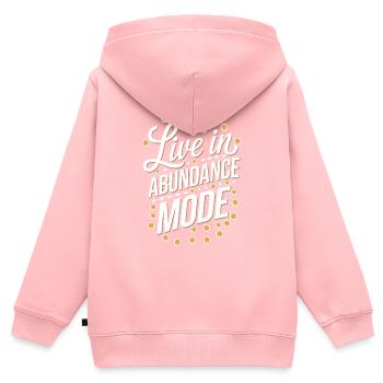 Vivre en mode abondance Citation manifeste - Sweat Premium à capuche zippé enfant bio - rose - Dos - AI Model Kid Female (0cm)