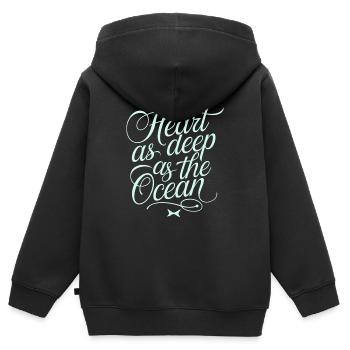 Fische Sternzeichen: Ein Herz So Tief Wie Der - Kinder Premium Organic Zip Hoodie - Schwarz - Hinten - AI Model Kid Male (0cm)