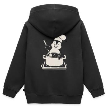 Cheerful penguin chef chef at the stove - Kids Premium Organic Zip-up Hoodie - black - Back - AI Model Kid Male (0cm)