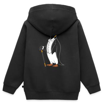 Eleganter Pinguin im Frack mit Gehstock - Kinder Premium Organic Zip Hoodie - Schwarz - Hinten - AI Model Kid Male (0cm)