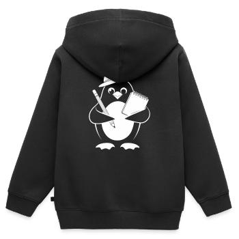 Penguin Journalist Reporter With Notebook - Kids Premium Organic Zip-up Hoodie - black - Back - AI Model Kid Male (0cm)