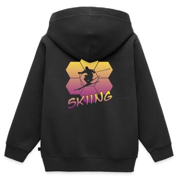 Ski fahren - Kinder Premium Organic Zip Hoodie - Schwarz - Hinten - AI Model Kid Male (0cm)