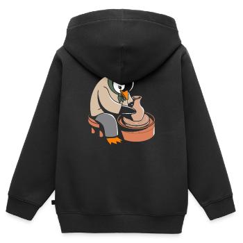 Pinguin Töpferei Kunsthandwerk Leidenschaft - Kinder Premium Organic Zip Hoodie - Schwarz - Hinten - AI Model Kid Male (0cm)