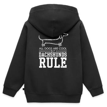 Alle Hunde Sind Cool Aber Dackel Regieren - Kinder Premium Organic Zip Hoodie - Schwarz - Hinten - AI Model Kid Male (0cm)