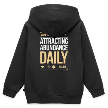 Citation sur la prospérité de l’attraction quotidienne - Sweat Premium à capuche zippé enfant bio - noir - Dos - AI Model Kid Male (0cm)