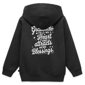 Dankbarkeit Füllt Mein Herz Und Zieht Mehr Segen - Kinder Premium Organic Zip Hoodie - Schwarz - Hinten - AI Model Kid Male (0cm)