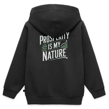 La prospérité est ma nature Citation sur l’abondance - Sweat Premium à capuche zippé enfant bio - noir - Dos - AI Model Kid Male (0cm)