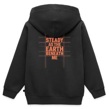 Signe du zodiaque du Taureau : Solide comme la Terre - Sweat Premium à capuche zippé enfant bio - noir - Dos - AI Model Kid Male (0cm)