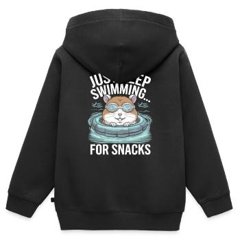 Un hamster nage pour se grignoter - Just Keep Swimming - Sweat Premium à capuche zippé enfant bio - noir - Dos - AI Model Kid Male (0cm)