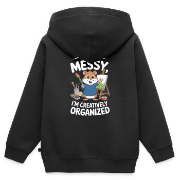 Je ne suis pas chaotique, artiste, peintre, créatif - Sweat Premium à capuche zippé enfant bio - noir - Dos - AI Model Kid Male (0cm)