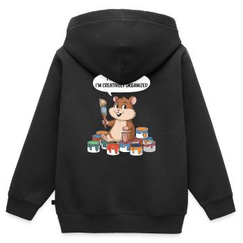 Künstler Maler Kreativ Organisiert Niedlicher - Kinder Premium Organic Zip Hoodie - Schwarz - Hinten - AI Model Kid Male (0cm)