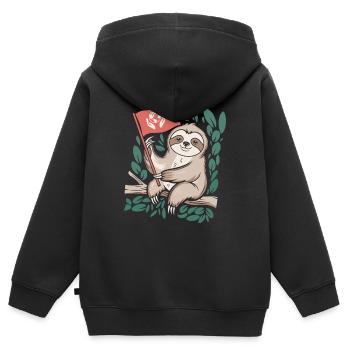 Umweltfreundliches Faultier Mit Umweltflagge - Kinder Premium Organic Zip Hoodie - Schwarz - Hinten - AI Model Kid Male (0cm)