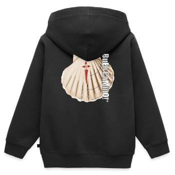 Jakobsmuschel - Kinder Premium Organic Zip Hoodie - Schwarz - Hinten - AI Model Kid Male (0cm)