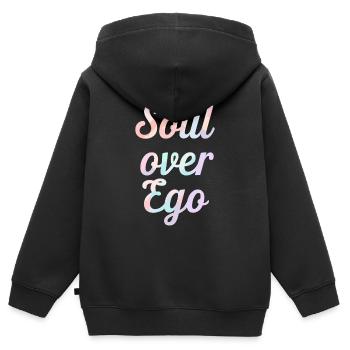 Inspiration : Citation de l’âme sur l’ego - Sweat Premium à capuche zippé enfant bio - noir - Dos - AI Model Kid Male (0cm)