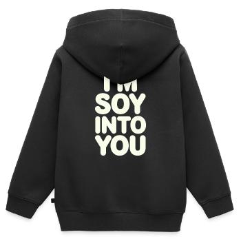 Ich Bin Soja In Dich Verliebt Vegan Vegetarian - Kinder Premium Organic Zip Hoodie - Schwarz - Hinten - AI Model Kid Male (0cm)
