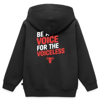 Soyez une voix pour le végétalien sans voix - Sweat Premium à capuche zippé enfant bio - noir - Dos - AI Model Kid Male (0cm)