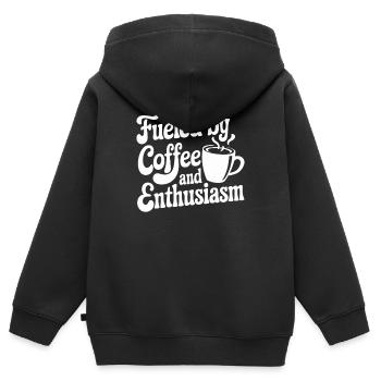 Lehrer: Angetrieben von Kaffee und Begeisterung - Kinder Premium Organic Zip Hoodie - Schwarz - Hinten - AI Model Kid Male (0cm)