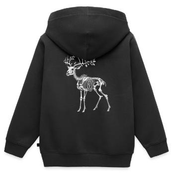 Squelette de cerf Cottagecore foncé avec brindilles - Sweat Premium à capuche zippé enfant bio - noir - Dos - AI Model Kid Male (0cm)