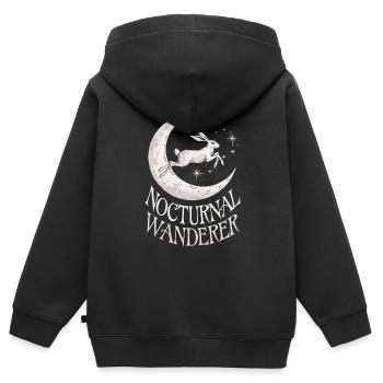Nocturnal Wanderer Hare on Moon - Kids Premium Organic Zip-up Hoodie - black - Back - AI Model Kid Male (0cm)