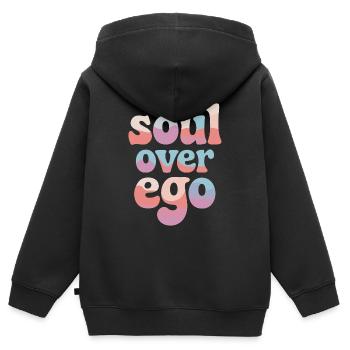 L’âme sur l’ego Expression de la spiritualité - Sweat Premium à capuche zippé enfant bio - noir - Dos - AI Model Kid Male (0cm)