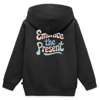Umarmung Der Gegenwart Spiritualität Zitat - Kinder Premium Organic Zip Hoodie - Schwarz - Hinten - AI Model Kid Male (0cm)