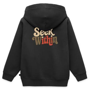 Inspiriere Dich Selbst: Suche Innen - Kinder Premium Organic Zip Hoodie - Schwarz - Hinten - AI Model Kid Male (0cm)