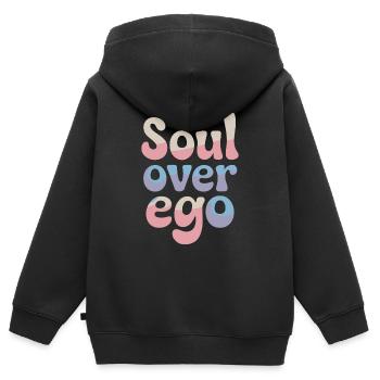 Citation sur la spiritualité de l’âme sur l’ego - Sweat Premium à capuche zippé enfant bio - noir - Dos - AI Model Kid Male (0cm)