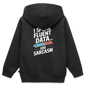 Ich Spreche Fließend Daten Und Sarkasmus - Kinder Premium Organic Zip Hoodie - Schwarz - Hinten - AI Model Kid Male (0cm)
