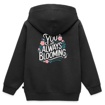 Du Blühst Immer Auf Blumenmotiv - Kinder Premium Organic Zip Hoodie - Schwarz - Hinten - AI Model Kid Male (0cm)