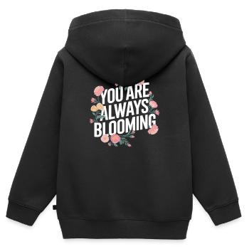 Du Blühst Immer Mit Blumenmotiv - Kinder Premium Organic Zip Hoodie - Schwarz - Hinten - AI Model Kid Male (0cm)