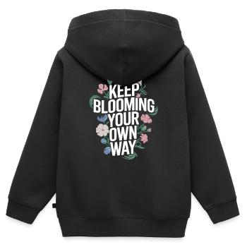 Keep Blooming Your Own Way Botanisch - Kinder Premium Organic Zip Hoodie - Schwarz - Hinten - AI Model Kid Male (0cm)